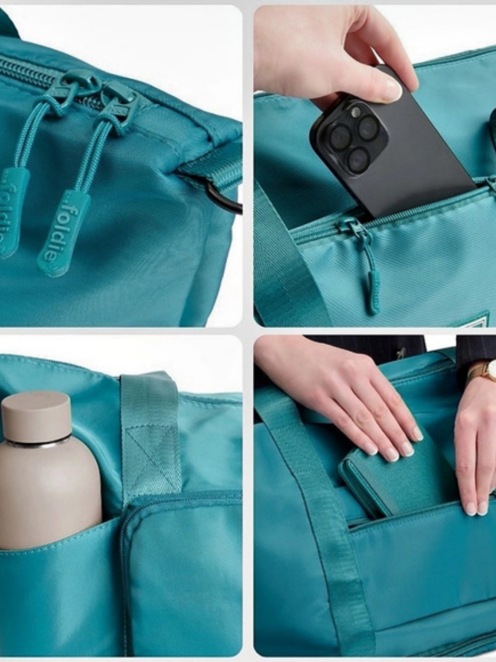 The Foldie Original Foldable Travel Bag Duffle - Teal Blue - Picture 6 of 13